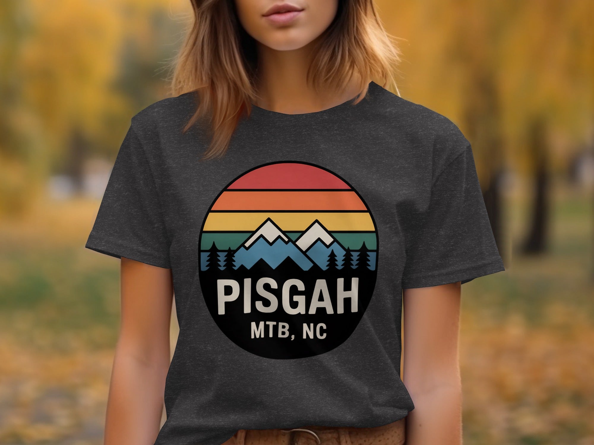 Pisgah MTB NC Mountain and Trees Graphic T-shirt