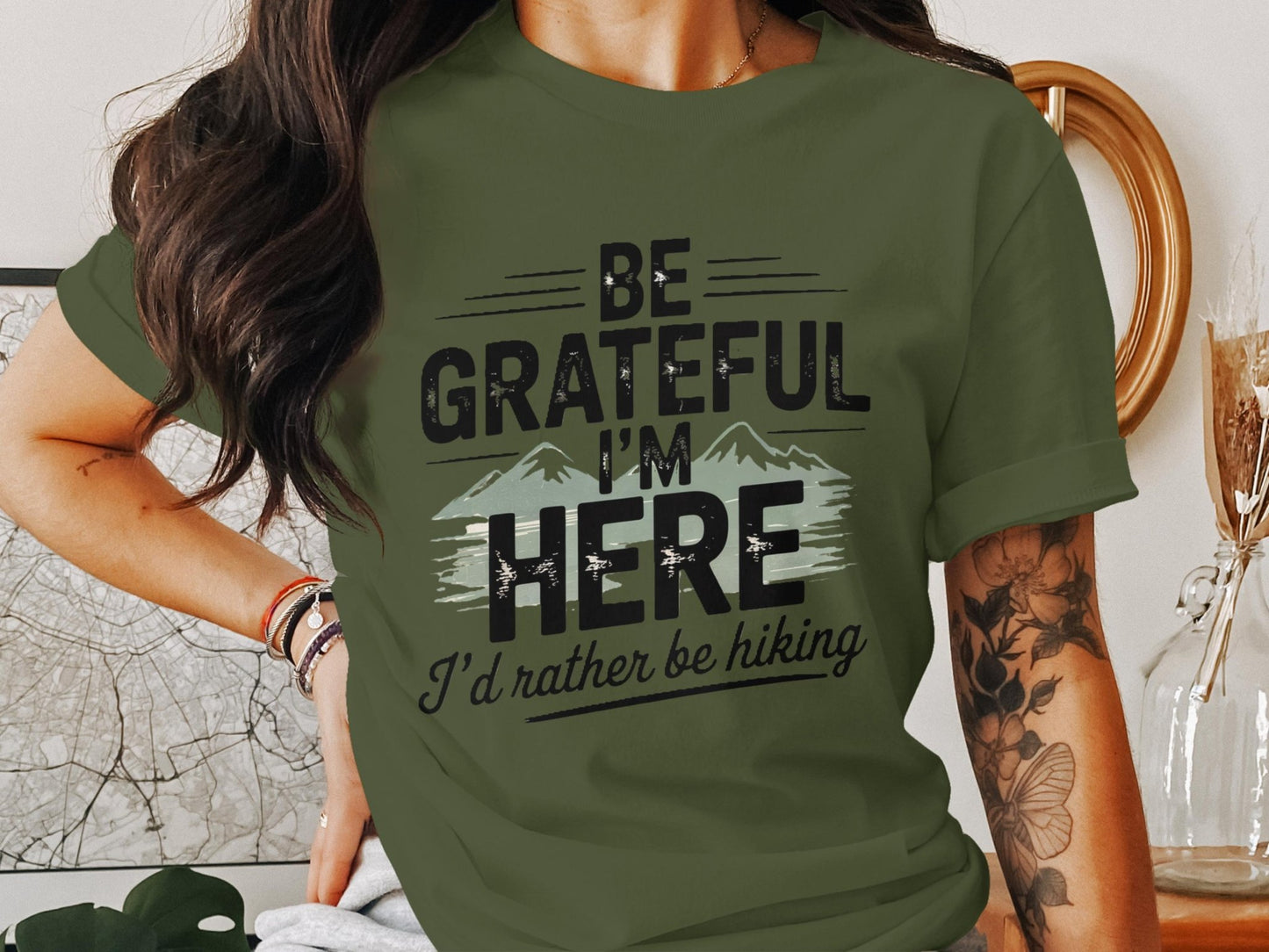 "Be Grateful I'm Here I'd Rather Be Hiking" T-Shirt - T-Shirt - S - Sloth & Duck