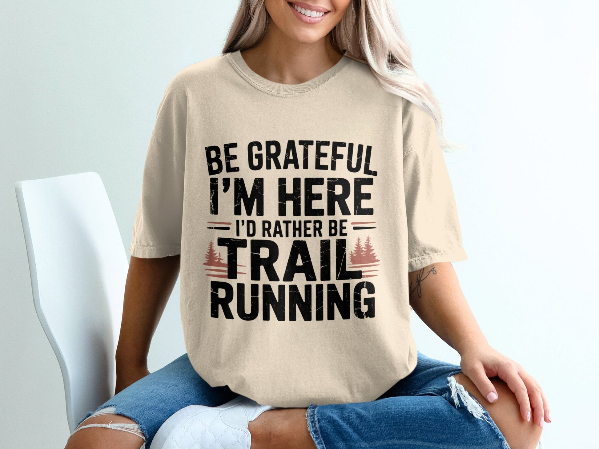 "Be Grateful I'm Here I'd Rather Be Trail Running" T-Shirt - T-Shirt - S - Sloth & Duck