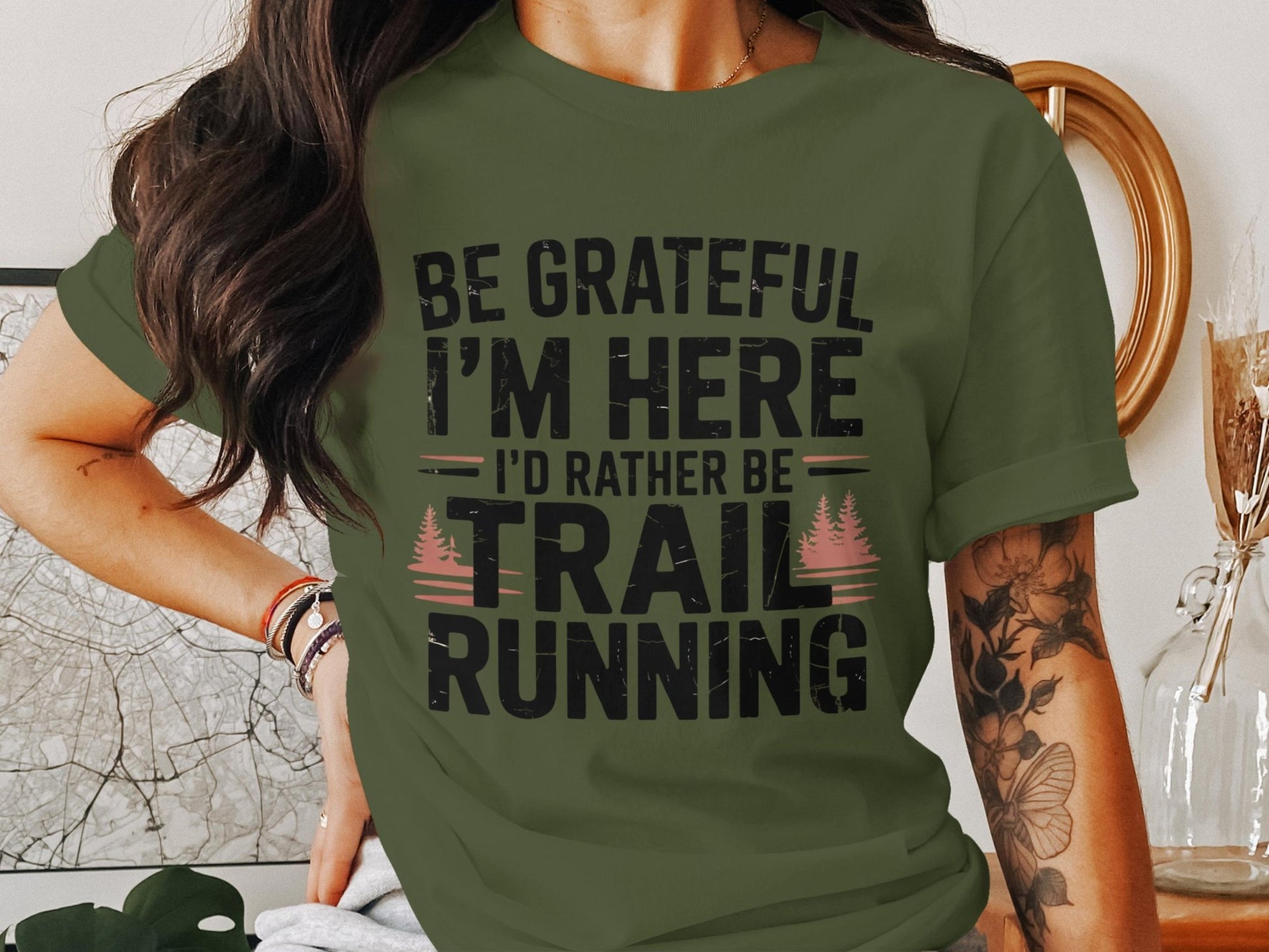 "Be Grateful I'm Here I'd Rather Be Trail Running" T-Shirt - T-Shirt - S - Sloth & Duck