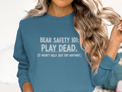 "Bear Safety 101, Play Dead" Sweatshirt - S - Sloth & Duck