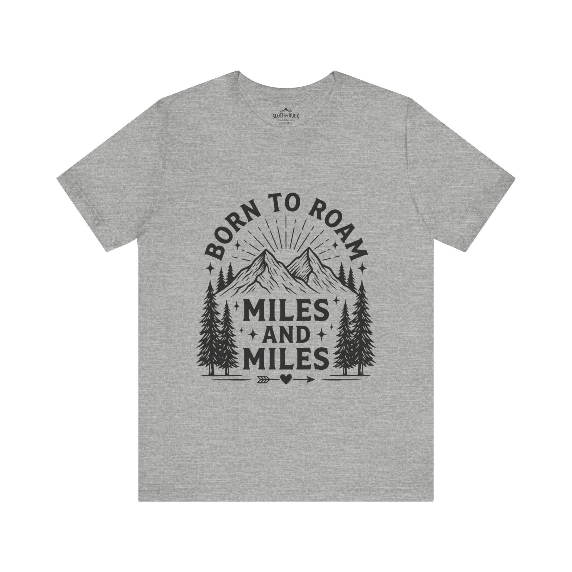 Born to Roam Mountain Trails Adventure T-Shirt - S - Sloth & Duck