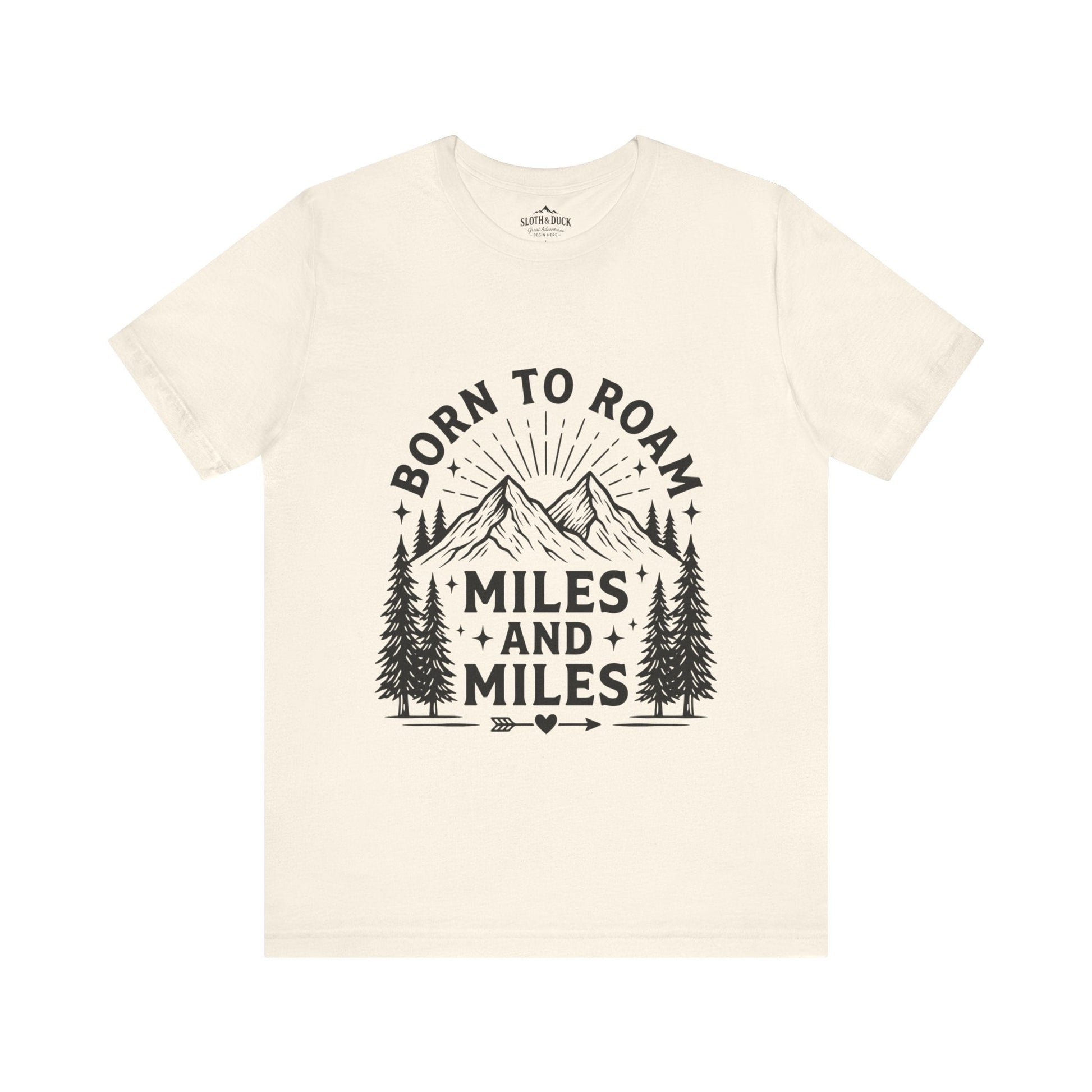 Born to Roam Mountain Trails Adventure T-Shirt - S - Sloth & Duck