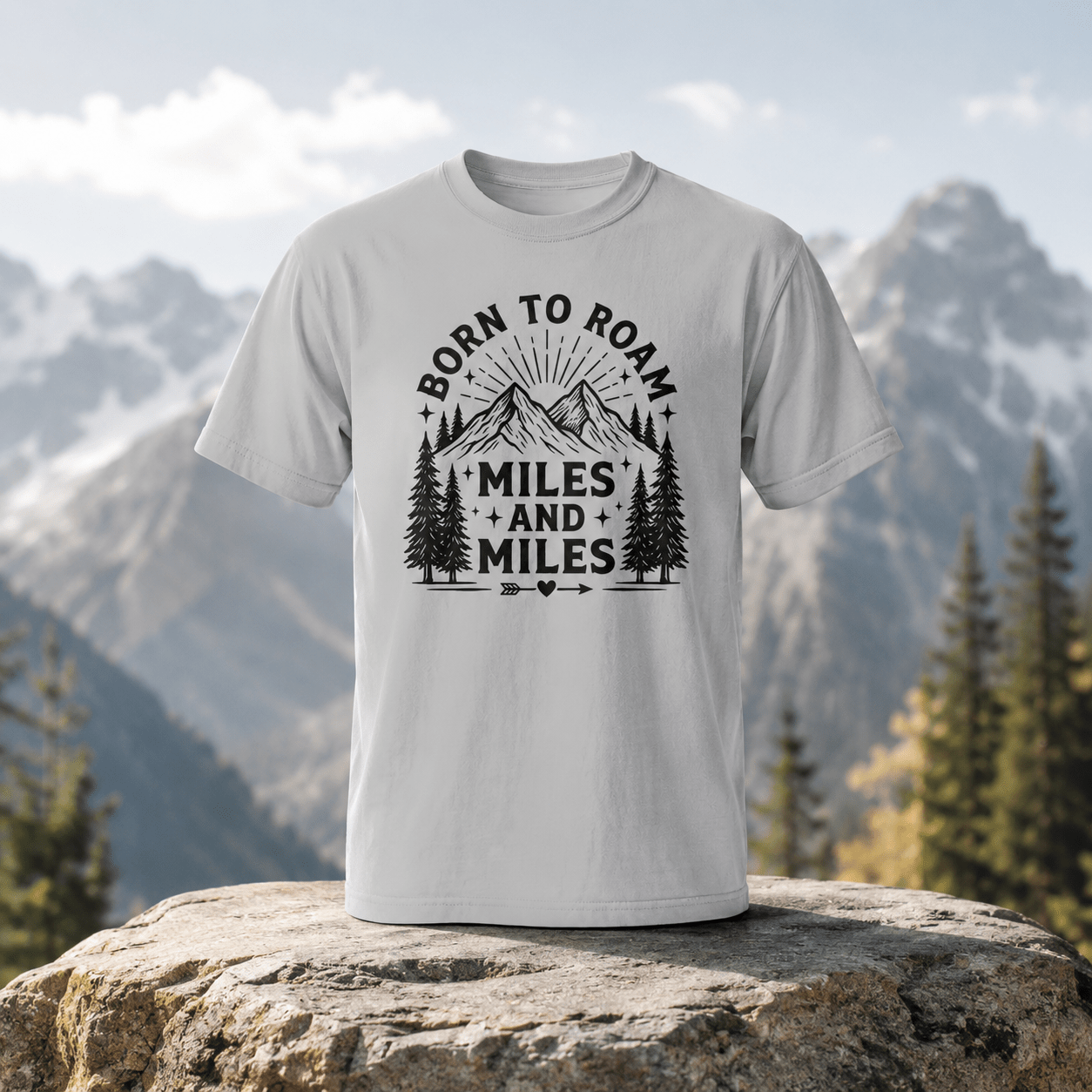 Born to Roam Mountain Trails Adventure T-Shirt - S - Sloth & Duck