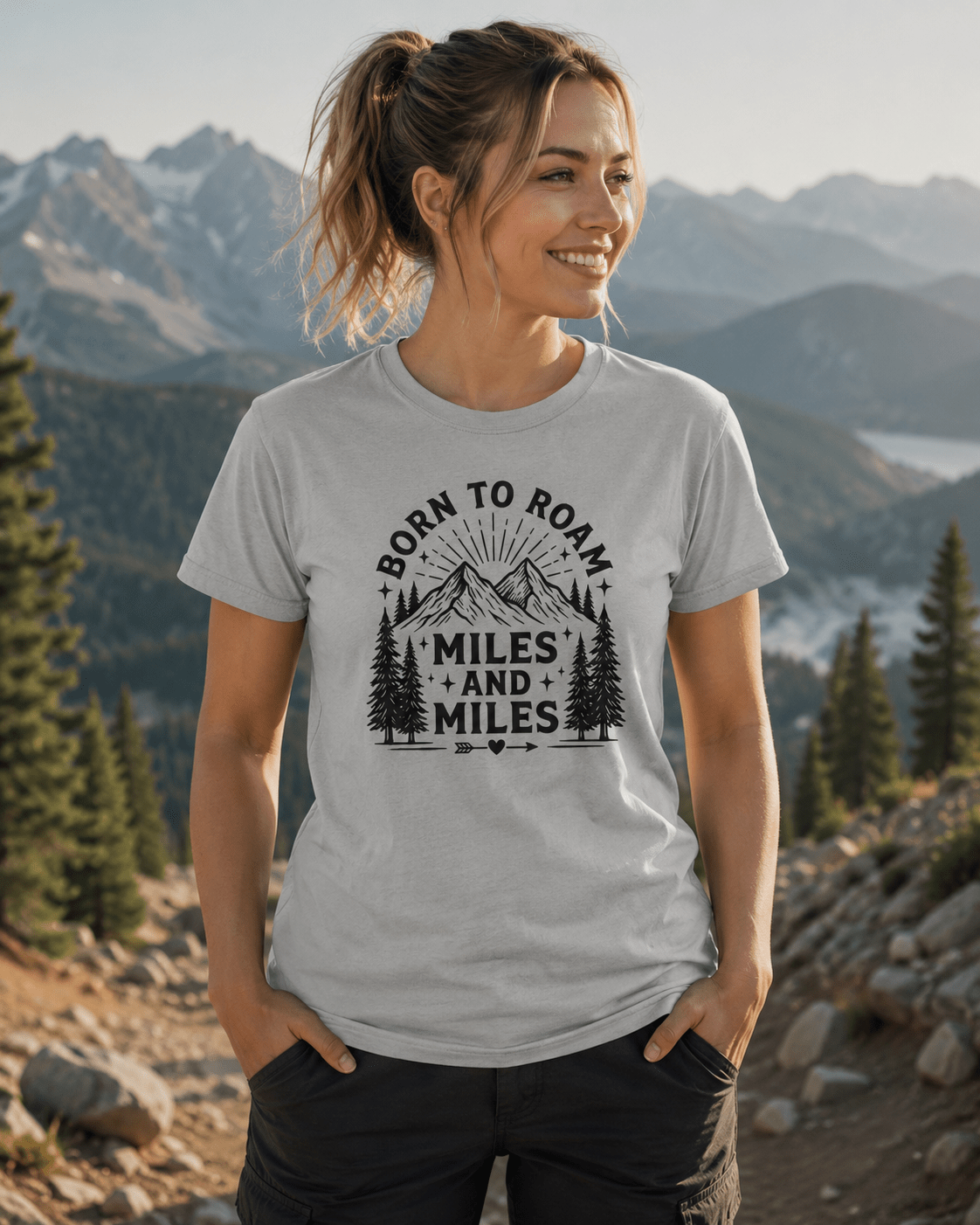 Born to Roam Mountain Trails Adventure T-Shirt - S - Sloth & Duck