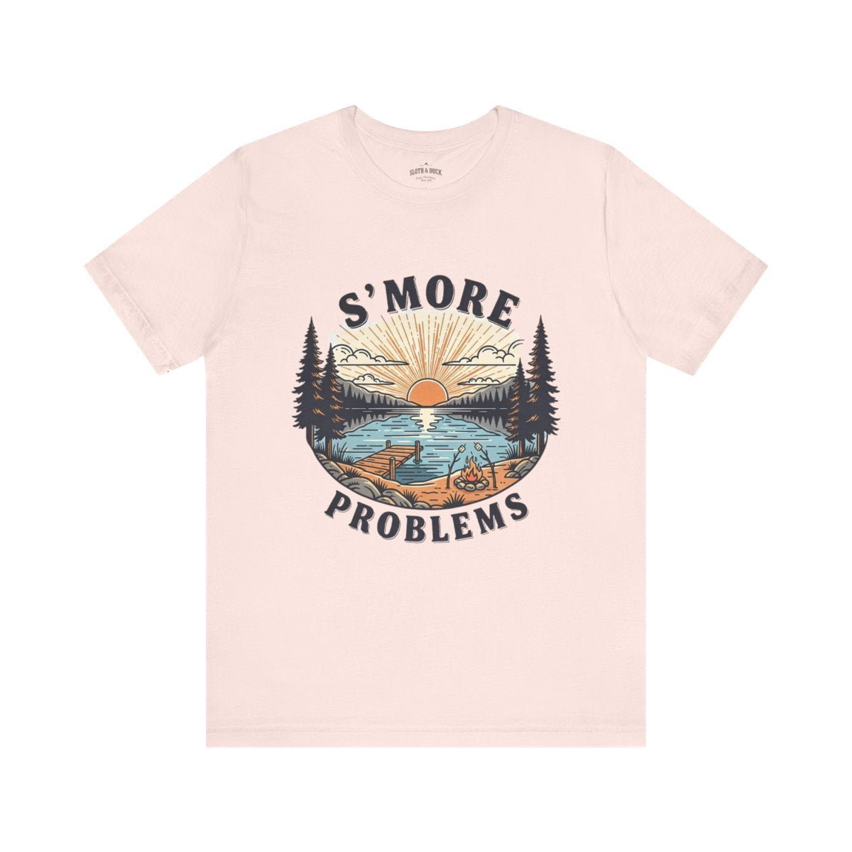 Camping T-Shirt | S'MORE PROBLEMS Campfire Lake Sunset Tee - S - Sloth & Duck