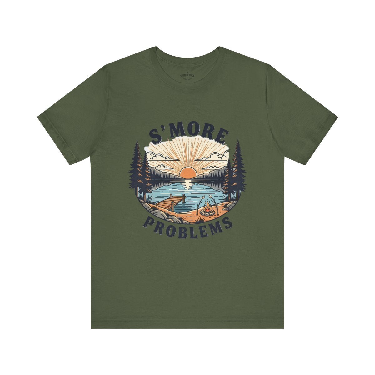 Camping T-Shirt | S'MORE PROBLEMS Campfire Lake Sunset Tee - S - Sloth & Duck