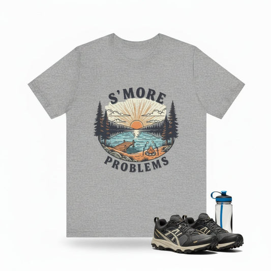 Camping T-Shirt | S'MORE PROBLEMS Campfire Lake Sunset Tee - S - Sloth & Duck