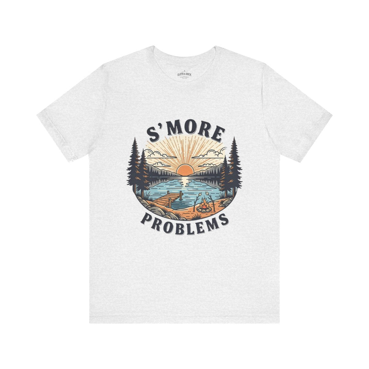 Camping T-Shirt | S'MORE PROBLEMS Campfire Lake Sunset Tee - S - Sloth & Duck