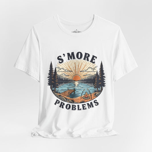 Camping T-Shirt | S'MORE PROBLEMS Campfire Lake Sunset Tee - S - Sloth & Duck