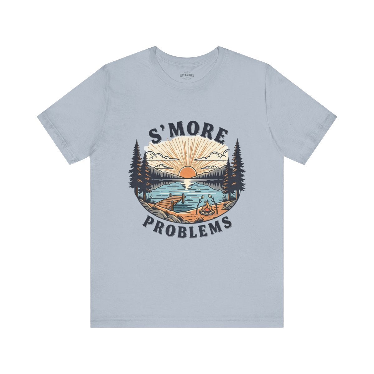 Camping T-Shirt | S'MORE PROBLEMS Campfire Lake Sunset Tee - S - Sloth & Duck