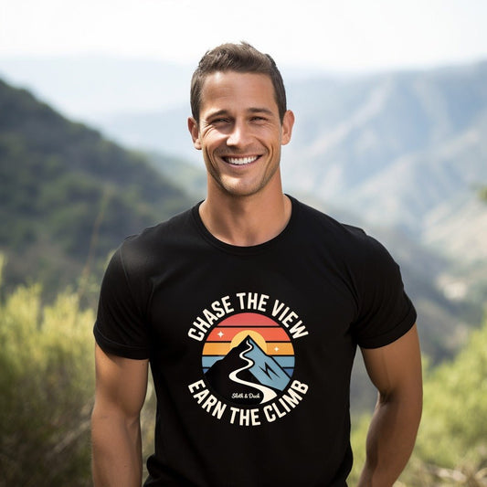 Chase The View Earn The Climb Mountain T-Shirt - S - Sloth & Duck