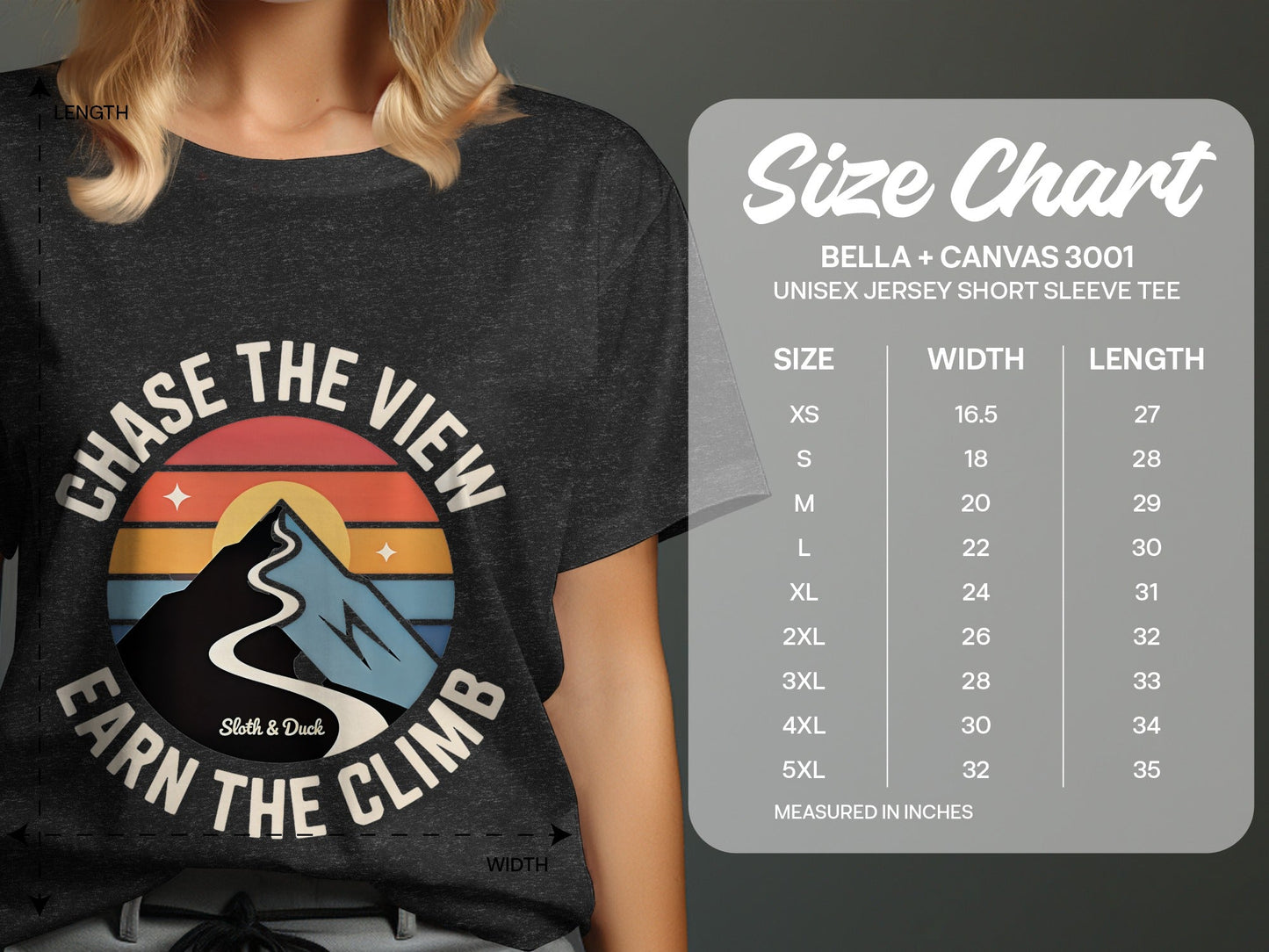 Chase The View Earn The Climb Mountain T-Shirt - S - Sloth & Duck
