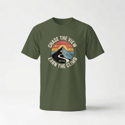 Chase The View Earn The Climb Mountain T-Shirt - S - Sloth & Duck
