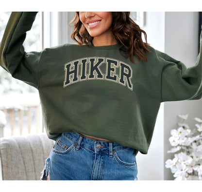 classic hiker text crewneck sweatshirt army green