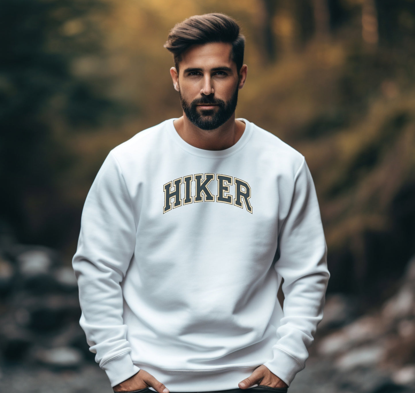 classic hiker text crewneck sweatshirt White