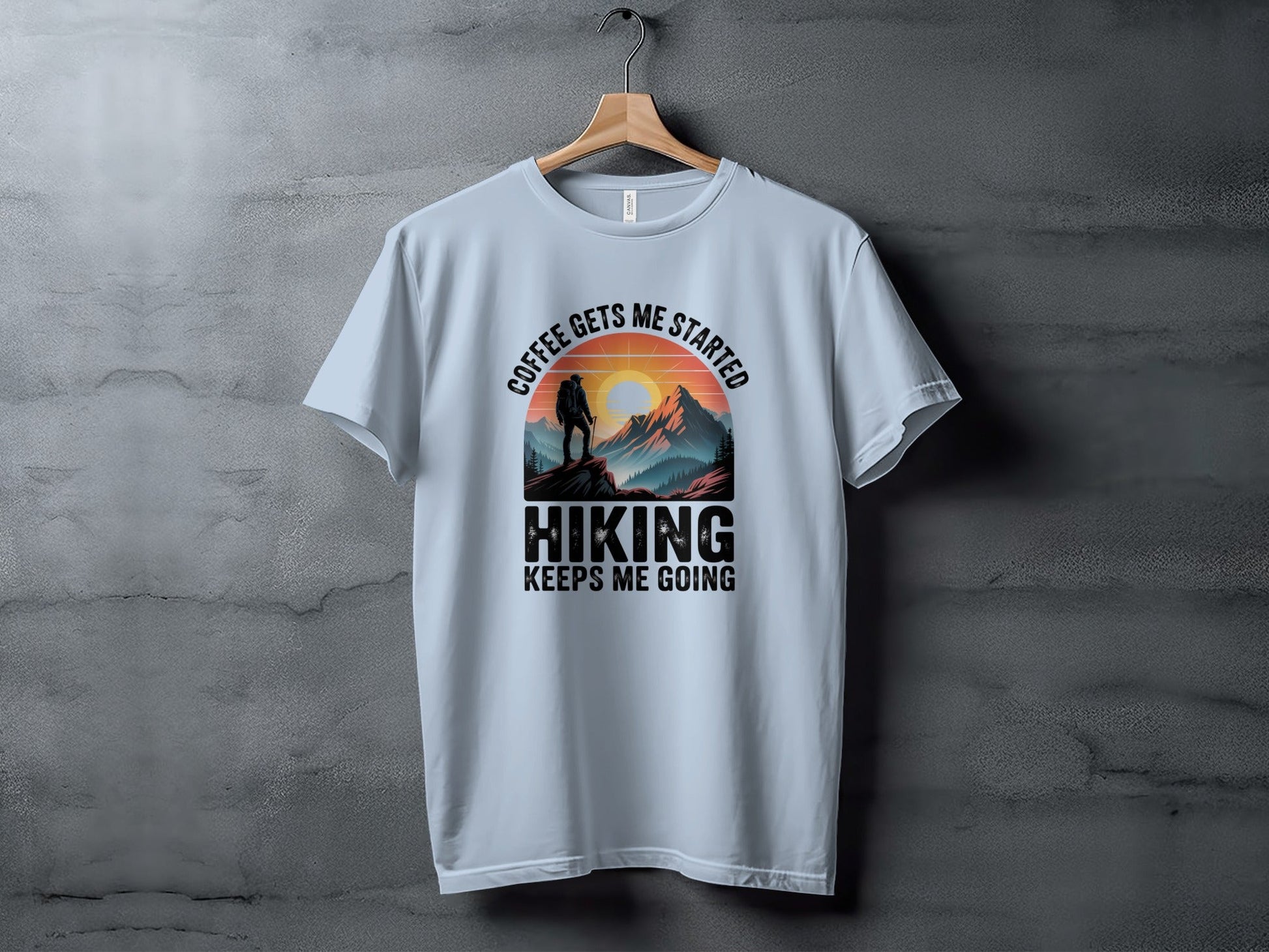 "Coffee Gets Me Started Hiking Keeps Me Going" T-Shirt - Adult - Sloth & Duck