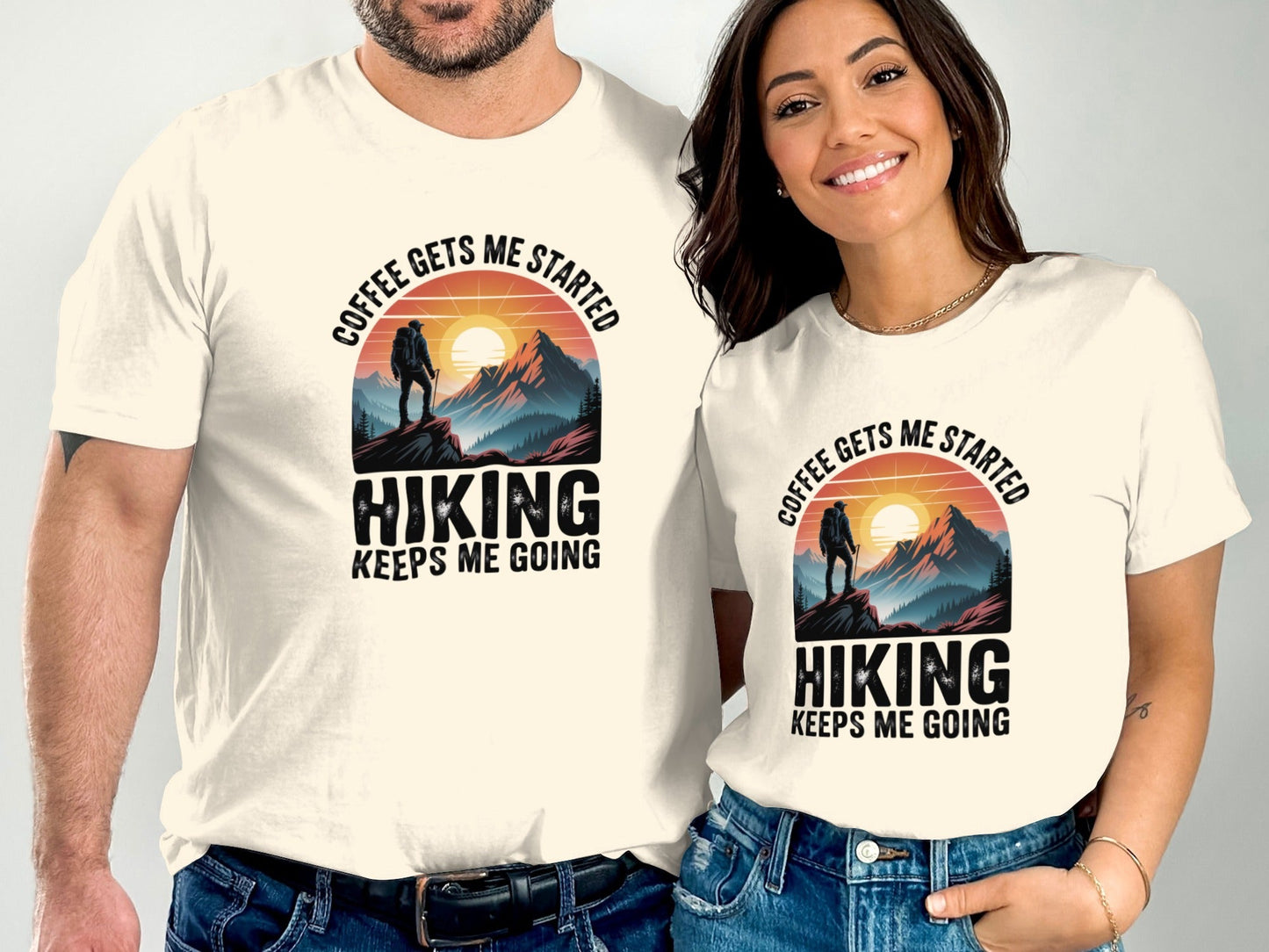 "Coffee Gets Me Started Hiking Keeps Me Going" T-Shirt - Adult - Sloth & Duck