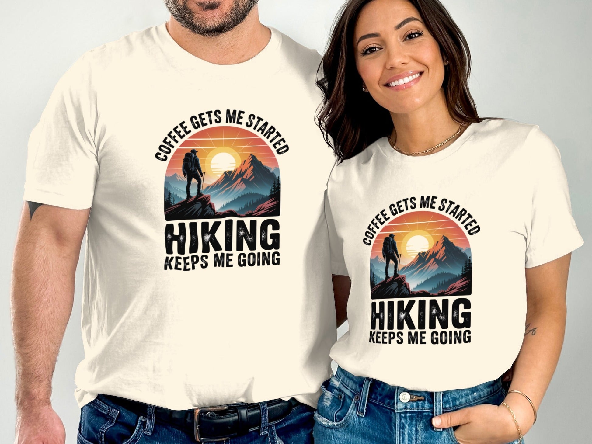 "Coffee Gets Me Started Hiking Keeps Me Going" T-Shirt - Adult - Sloth & Duck