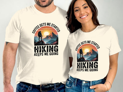 "Coffee Gets Me Started Hiking Keeps Me Going" T-Shirt - Adult - Sloth & Duck