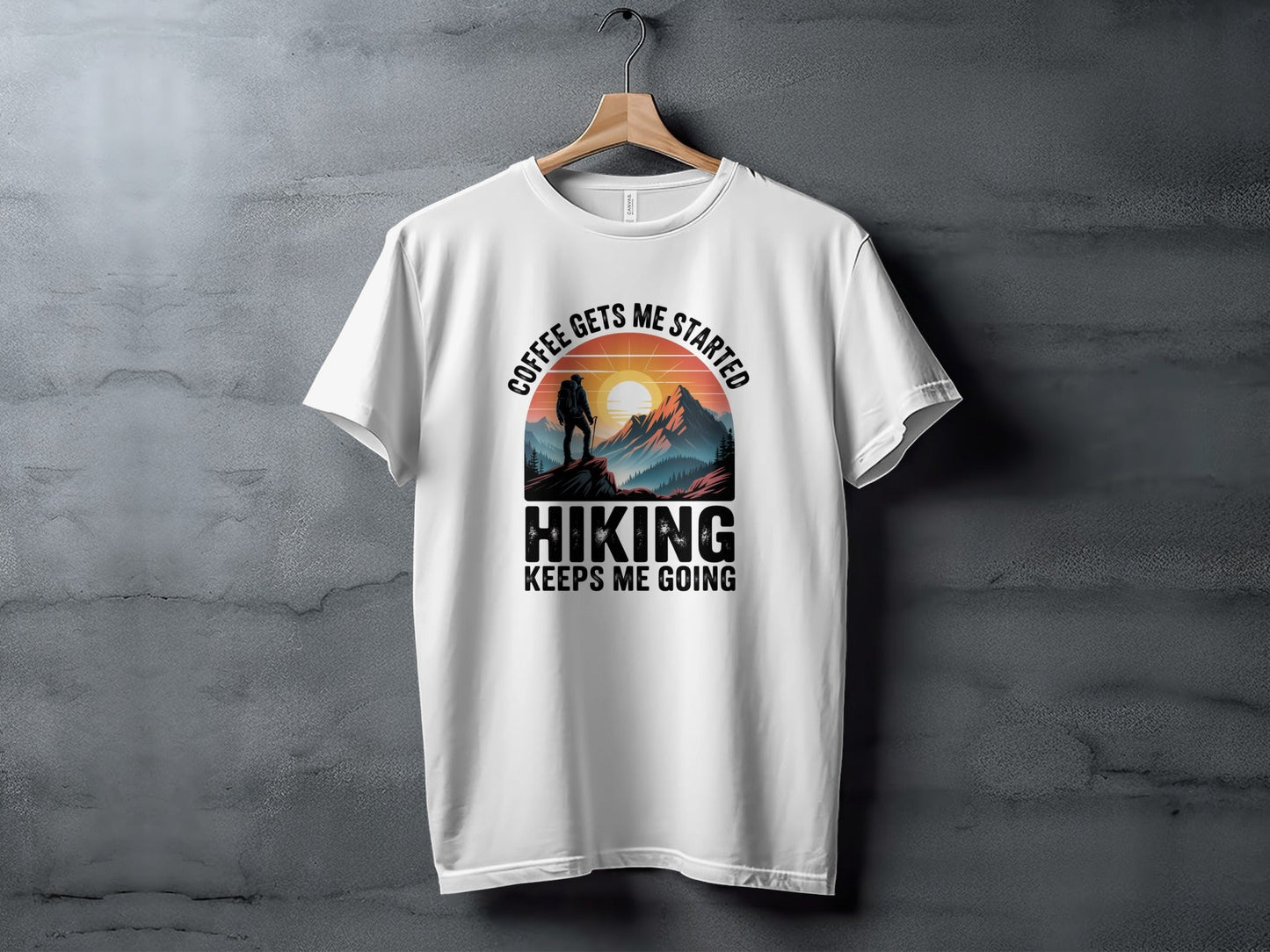 "Coffee Gets Me Started Hiking Keeps Me Going" T-Shirt - Adult - Sloth & Duck