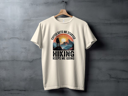 "Coffee Gets Me Started Hiking Keeps Me Going" T-Shirt - Adult - Sloth & Duck