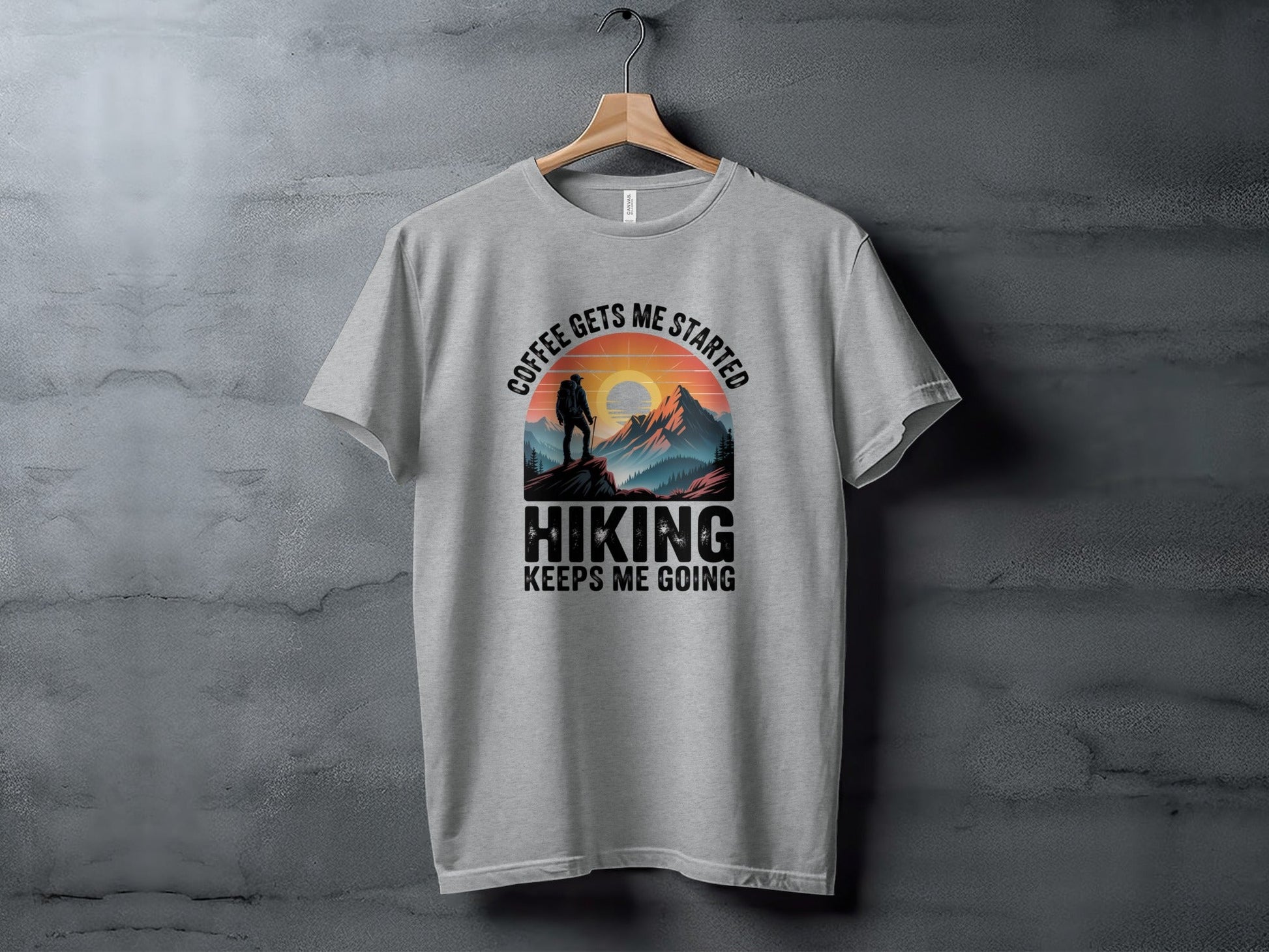 "Coffee Gets Me Started Hiking Keeps Me Going" T-Shirt - Adult - Sloth & Duck