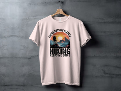 "Coffee Gets Me Started Hiking Keeps Me Going" T-Shirt - Adult - Sloth & Duck