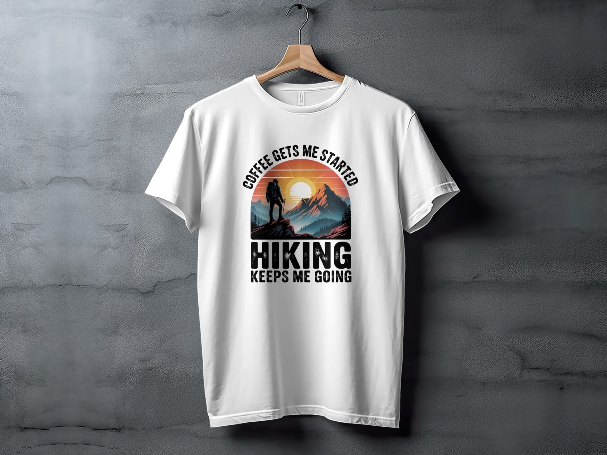 "Coffee Gets Me Started Hiking Keeps Me Going" T-Shirt - Adult - Sloth & Duck