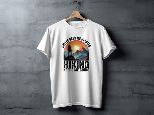 "Coffee Gets Me Started Hiking Keeps Me Going" T-Shirt - Adult - Sloth & Duck