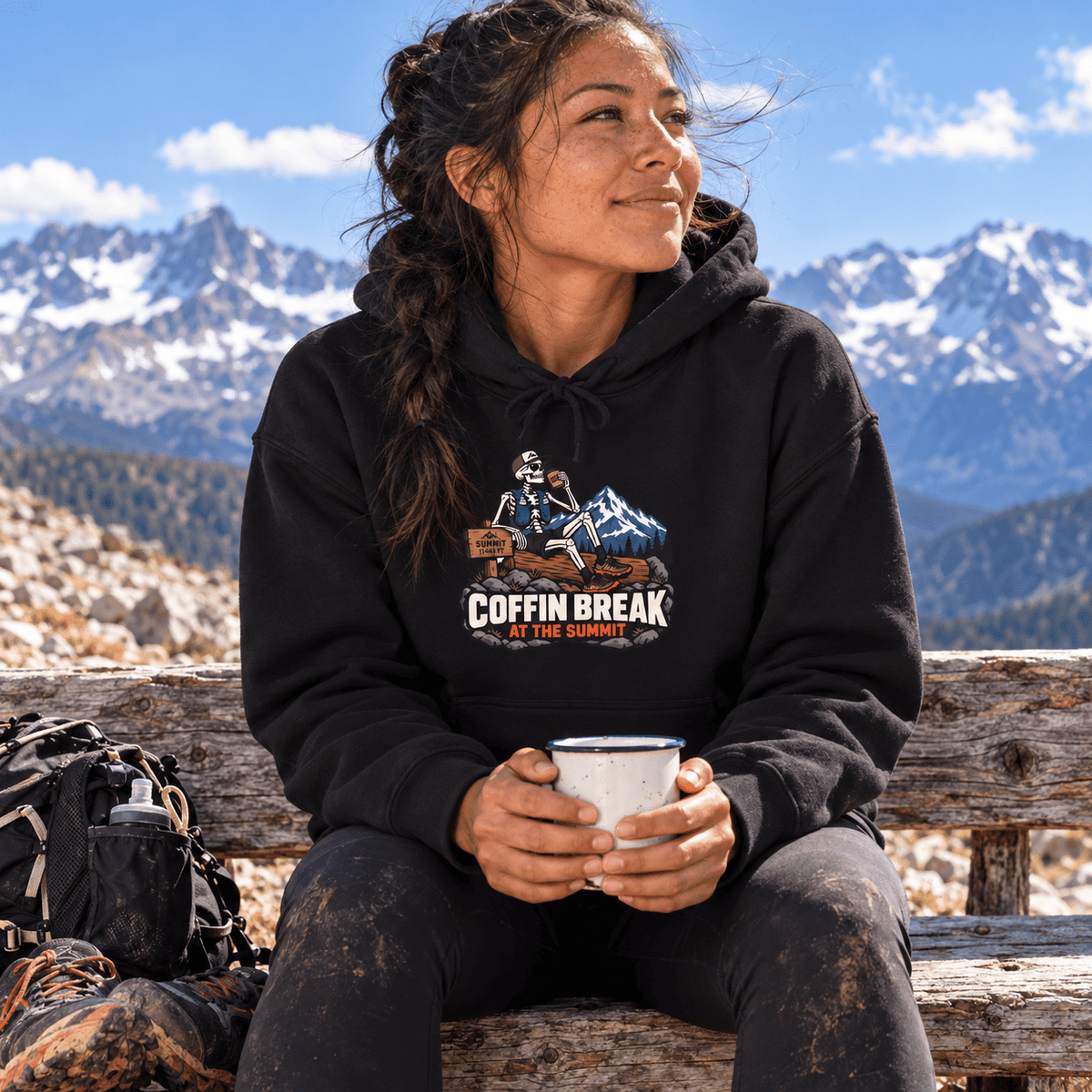 Coffin Break Mountain Pullover Hoodie -S - Sloth & Duck