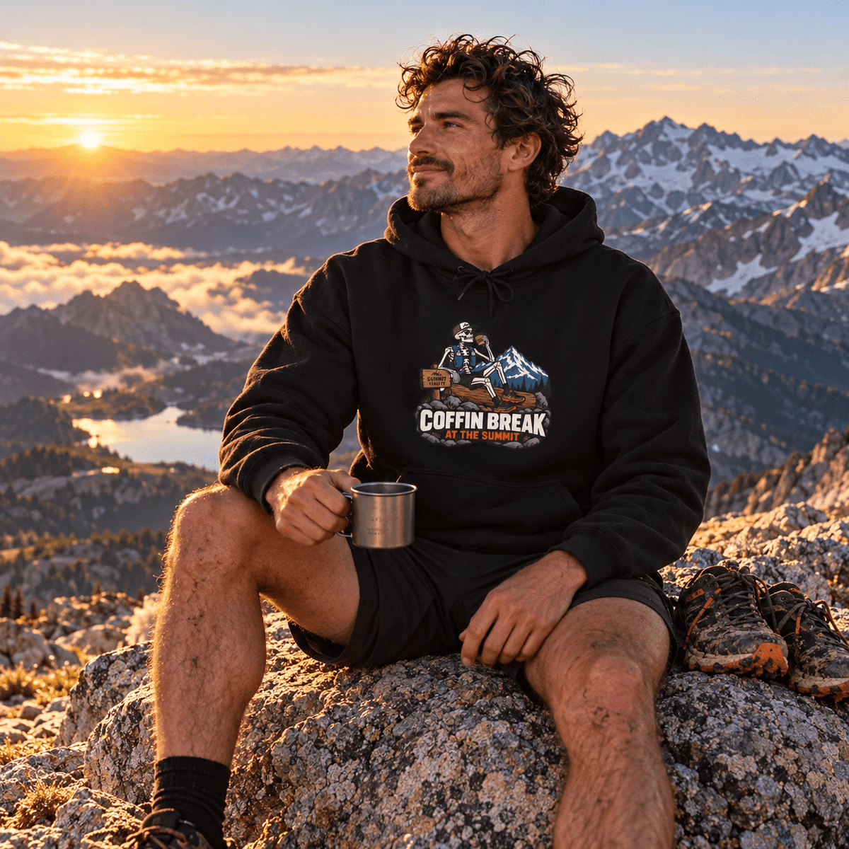 Coffin Break Mountain Pullover Hoodie -S - Sloth & Duck