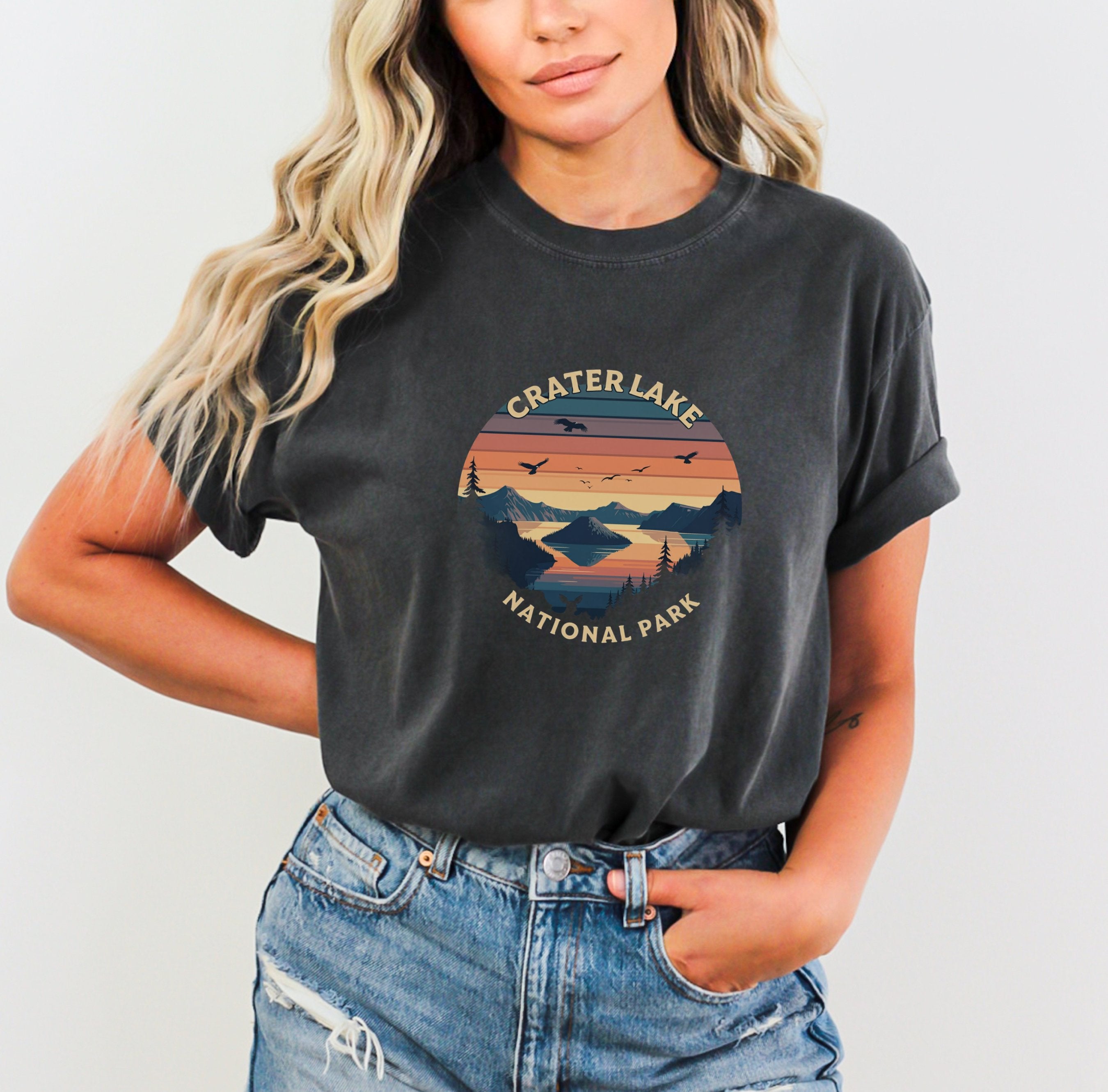 crater lake national park dark grey t shirt