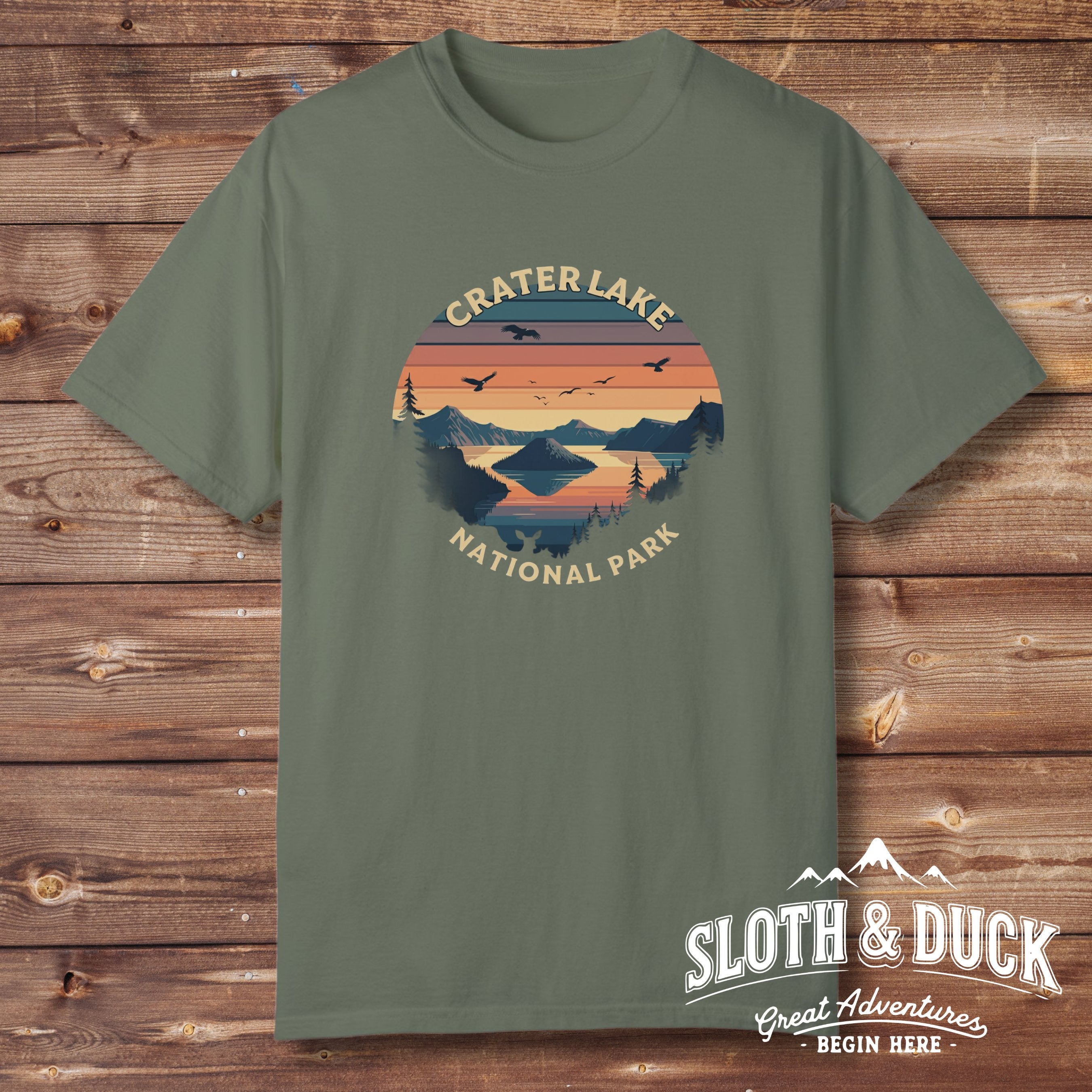 crater lake national park t shirt army green