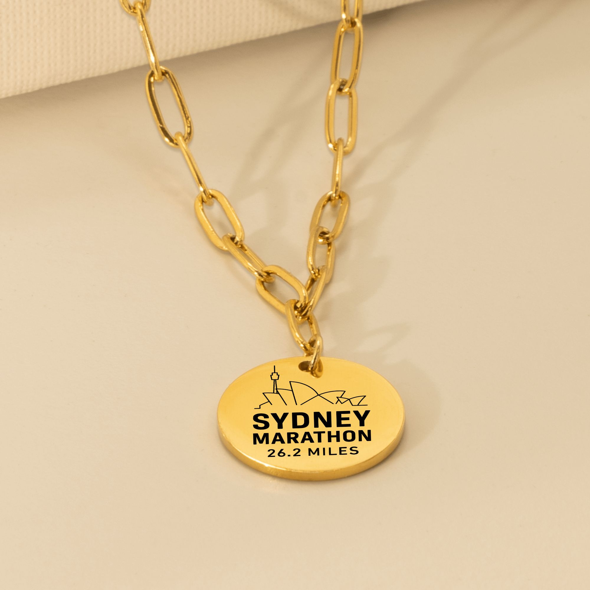 Personalized Sydney Marathon Skyline Necklace 26.2 Miles