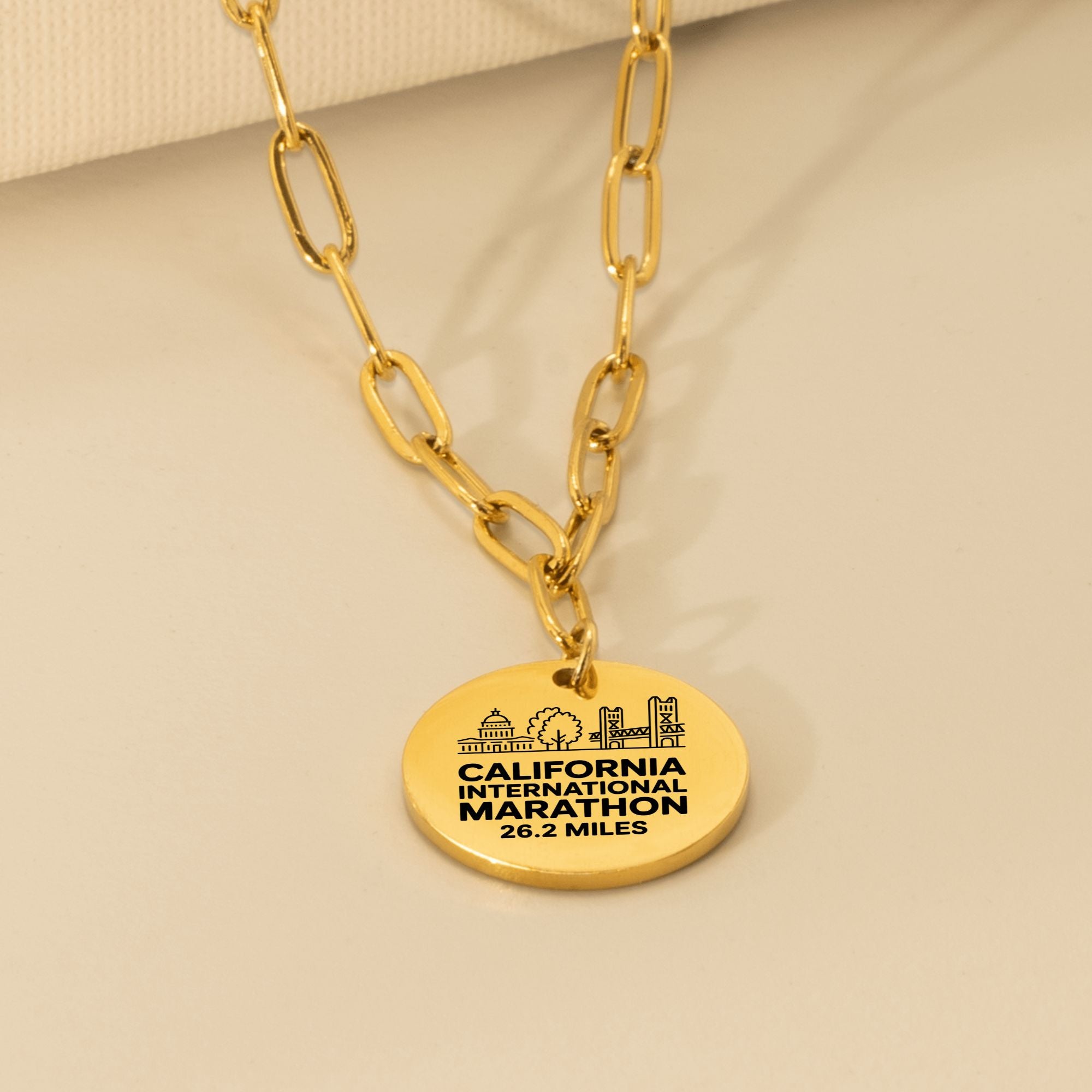 Personalized California International Marathon Skyline Necklace 26.2 Miles