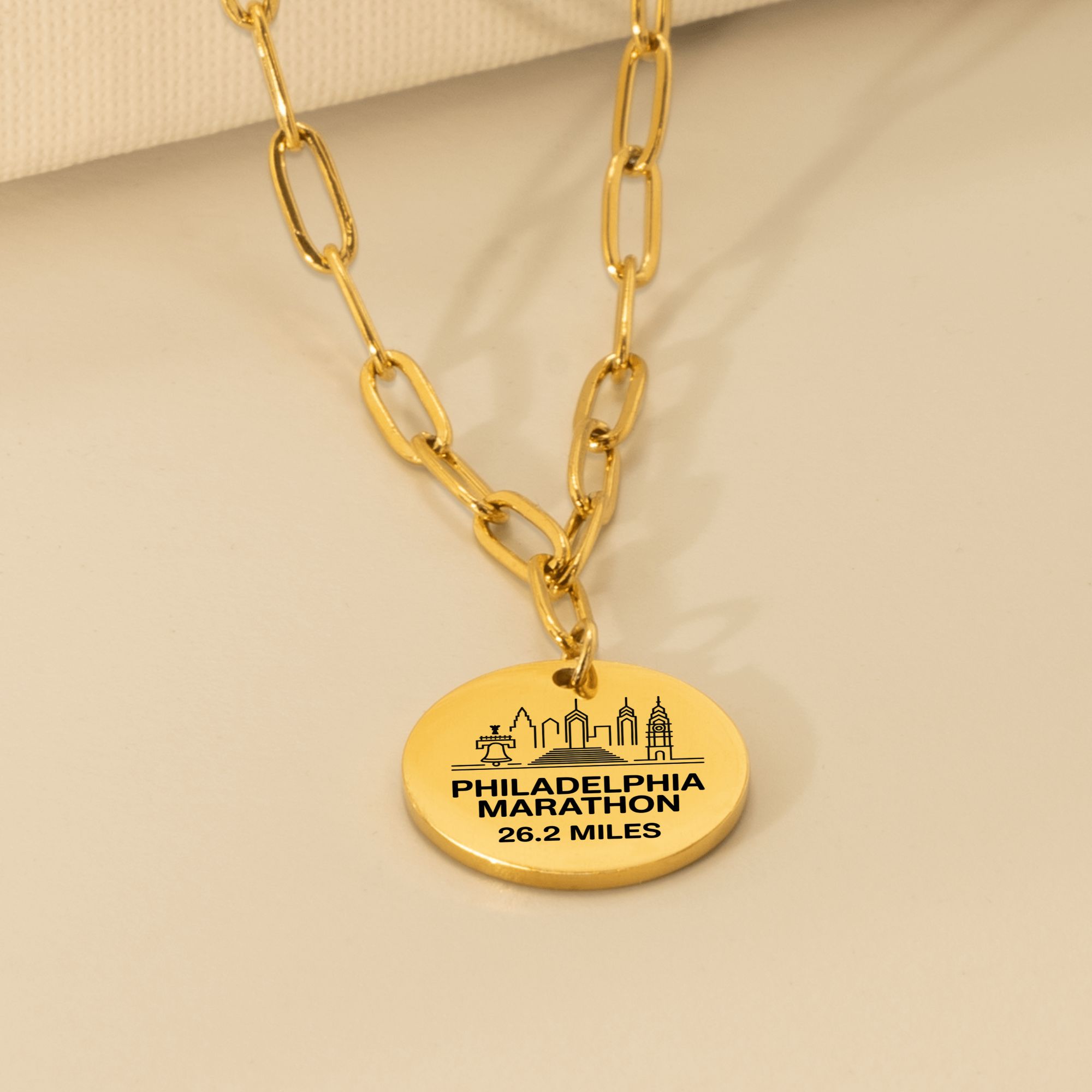 Personalized Philadelphia Marathon Skyline Necklace 26.2 Miles