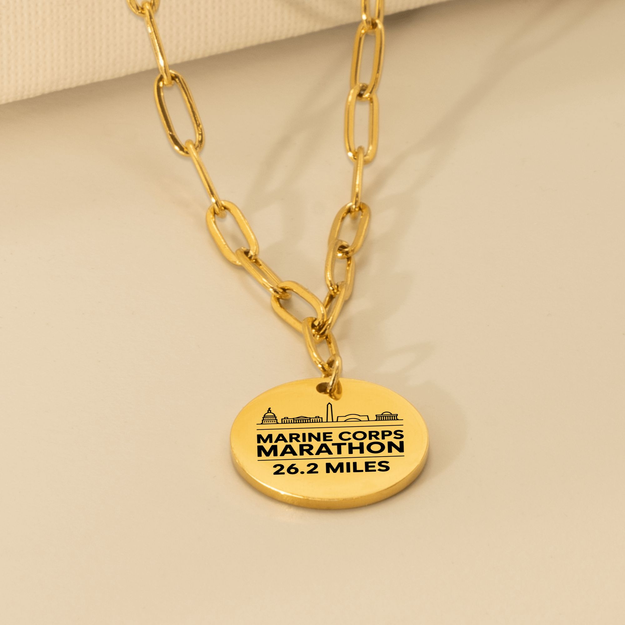 Personalized Marine Corp Marathon Skyline Necklace 26.2 Miles