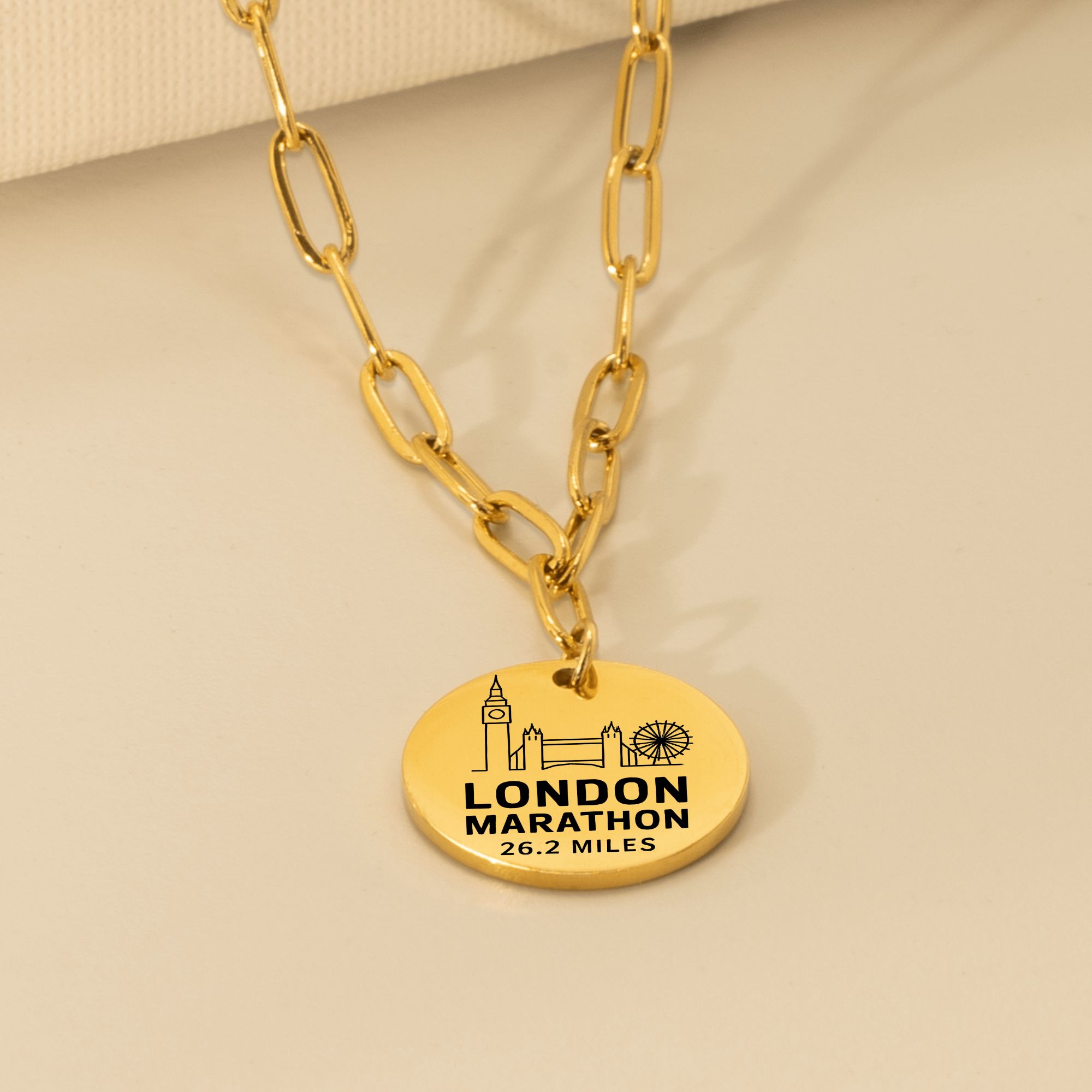 Personalized London Marathon Skyline Necklace 26.2 Miles