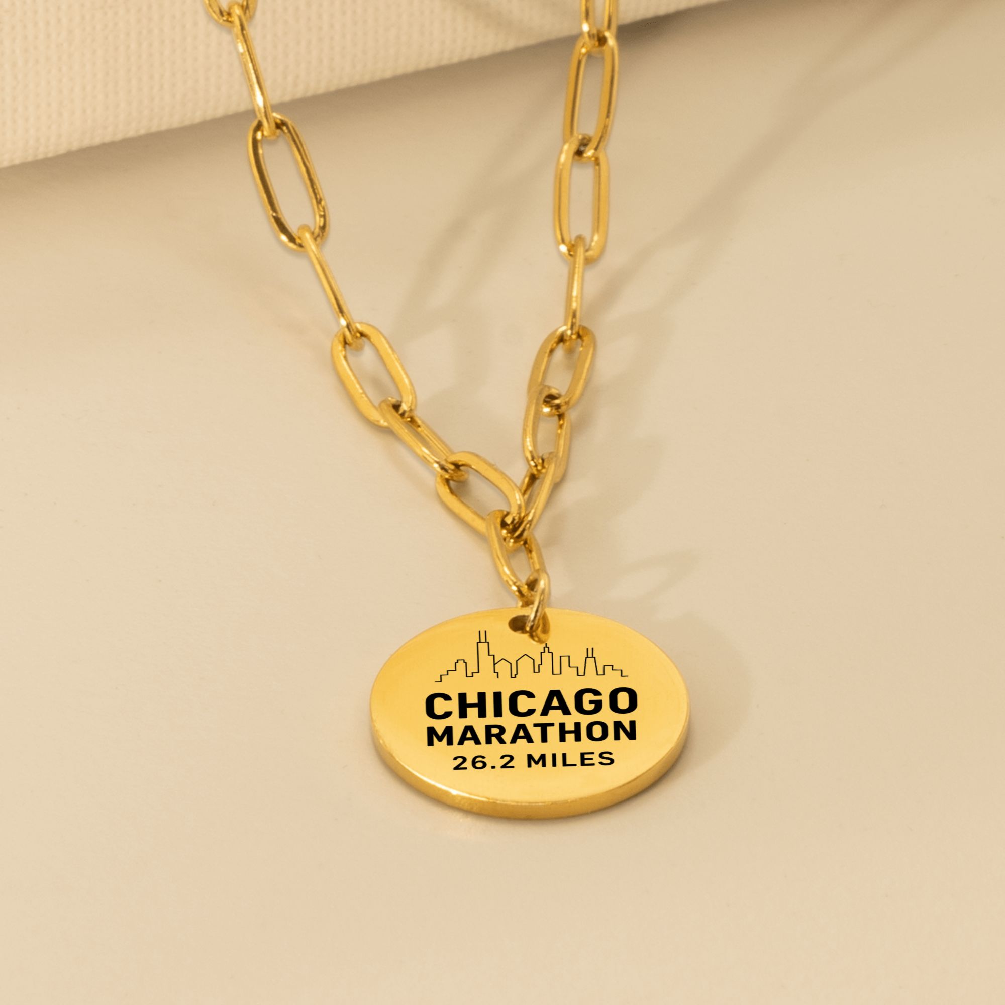 Personalized Chicago Marathon Skyline Necklace 26.2 Miles