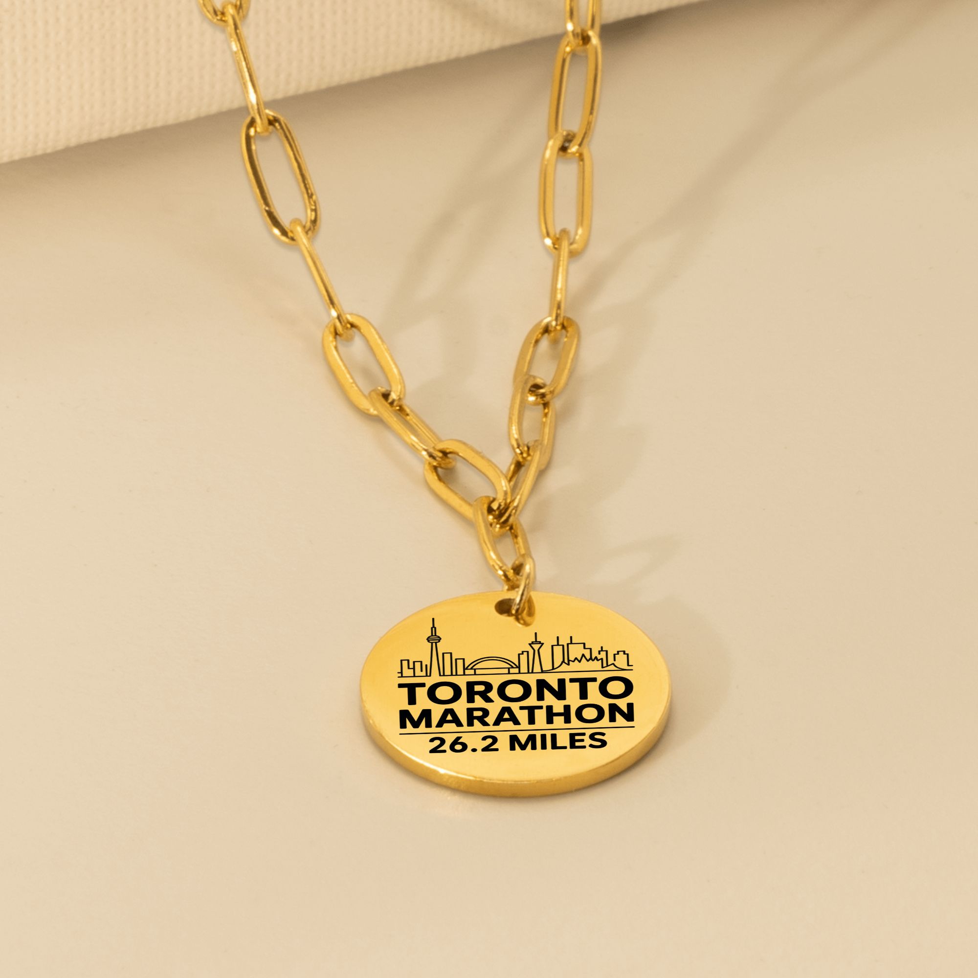 Personalized Toronto Marathon Skyline Necklace 26.2 Miles
