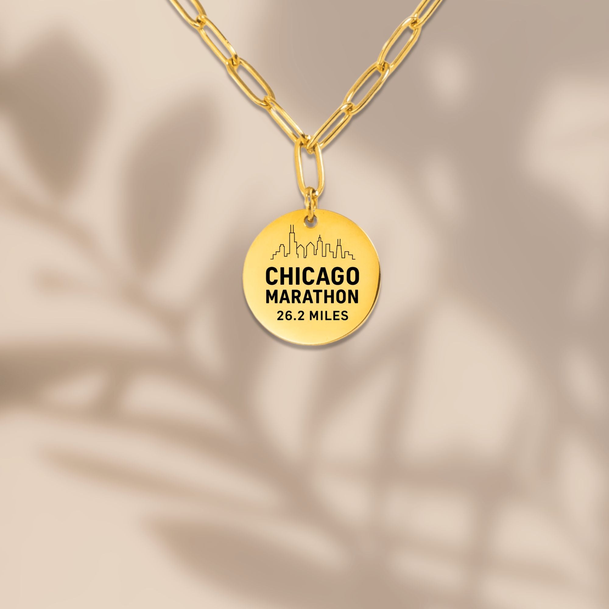 Personalized Chicago Marathon Skyline Necklace 26.2 Miles