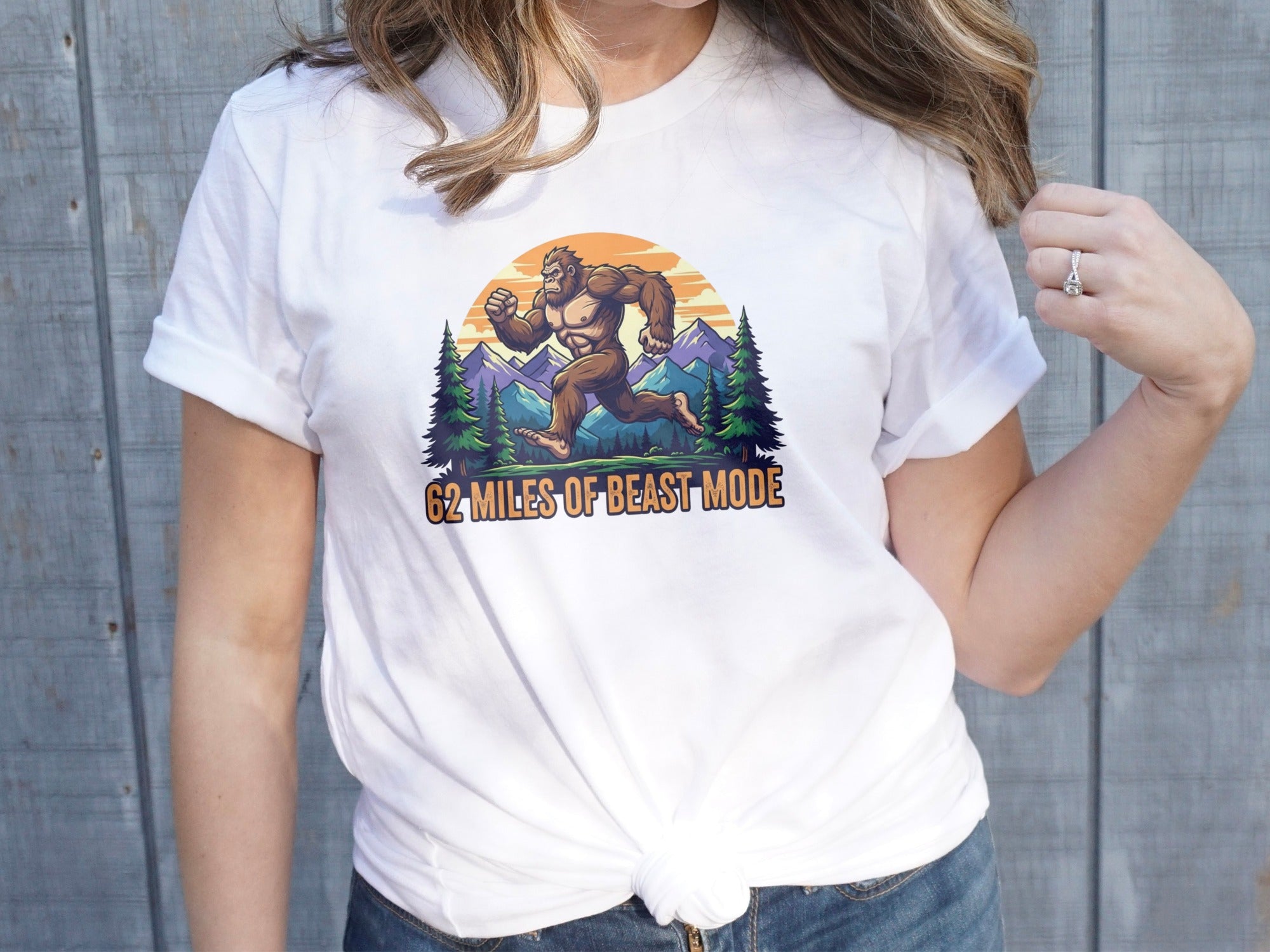 62 Miles of Beast Mode White Graphic T-Shirt