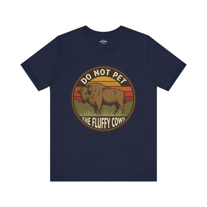 Do Not Pet The Fluffy Cows Bison Retro Sunset T-Shirt - S - Sloth & Duck