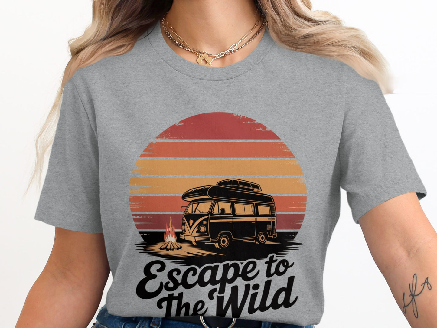 Escape to the Wild Retro Van Camping Graphic Shirt