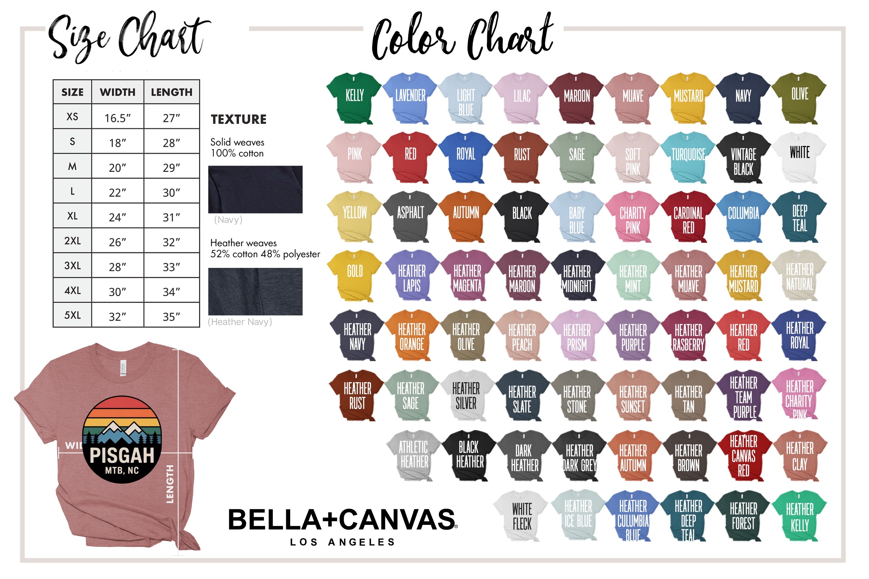 Bella+Canvas Pisgah MTN NC Graphic Tee Shirt