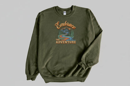 Embrace the Adventure Sweatshirt - Military Green - Sloth & Duck