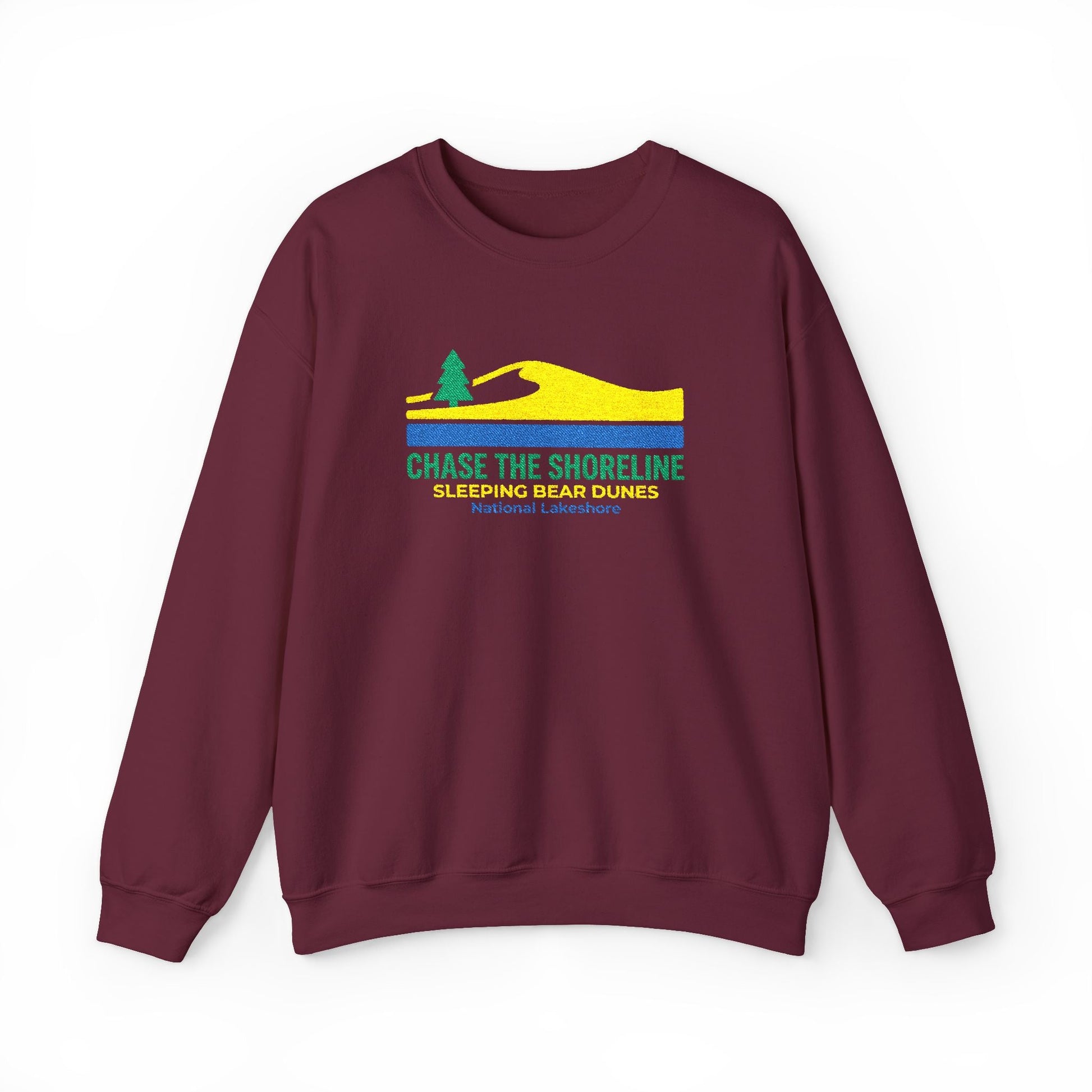 Embroidered Sleeping Bear Dunes - Chase the Shoreline Sweatshirt - S - Sloth & Duck