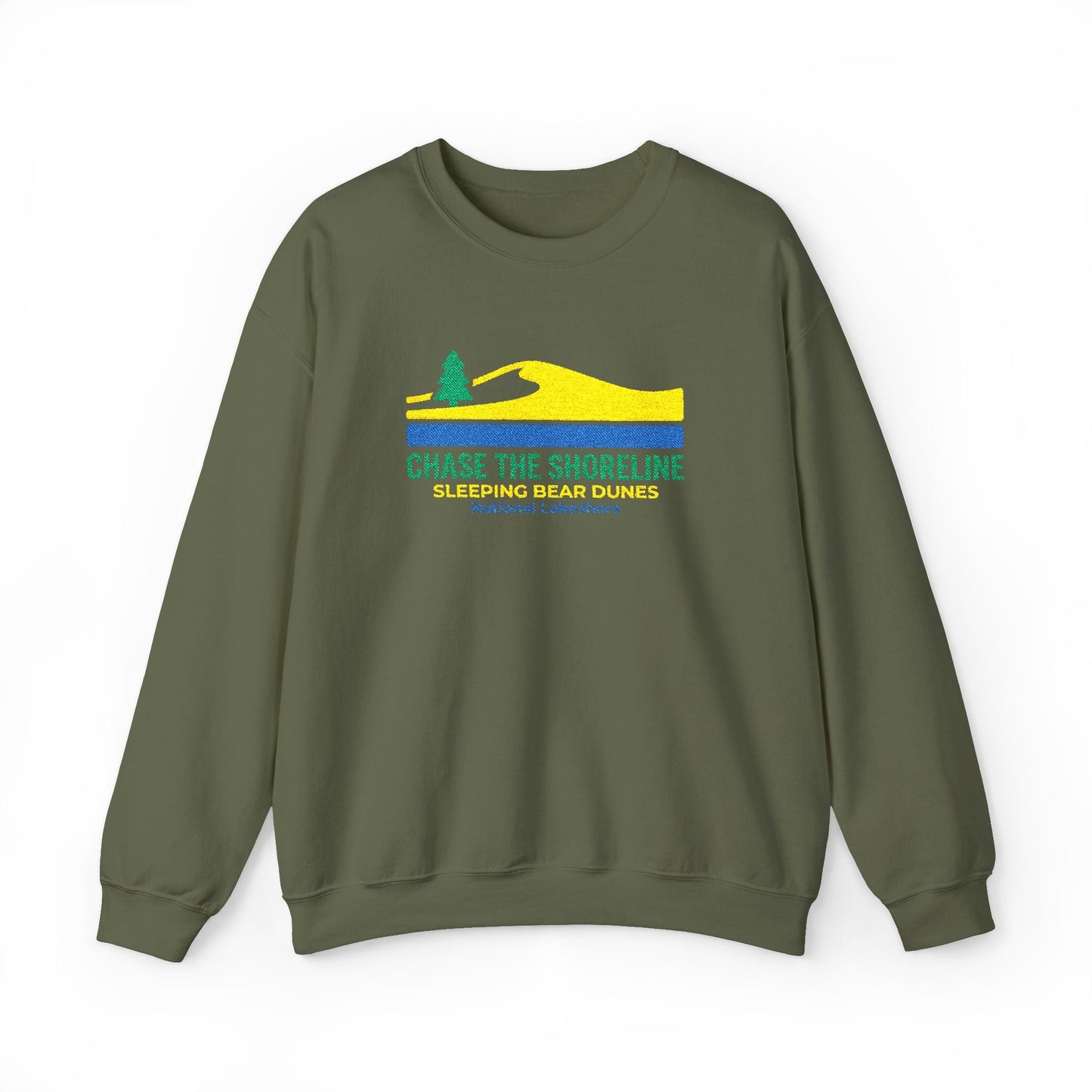 Embroidered Sleeping Bear Dunes - Chase the Shoreline Sweatshirt - S - Sloth & Duck