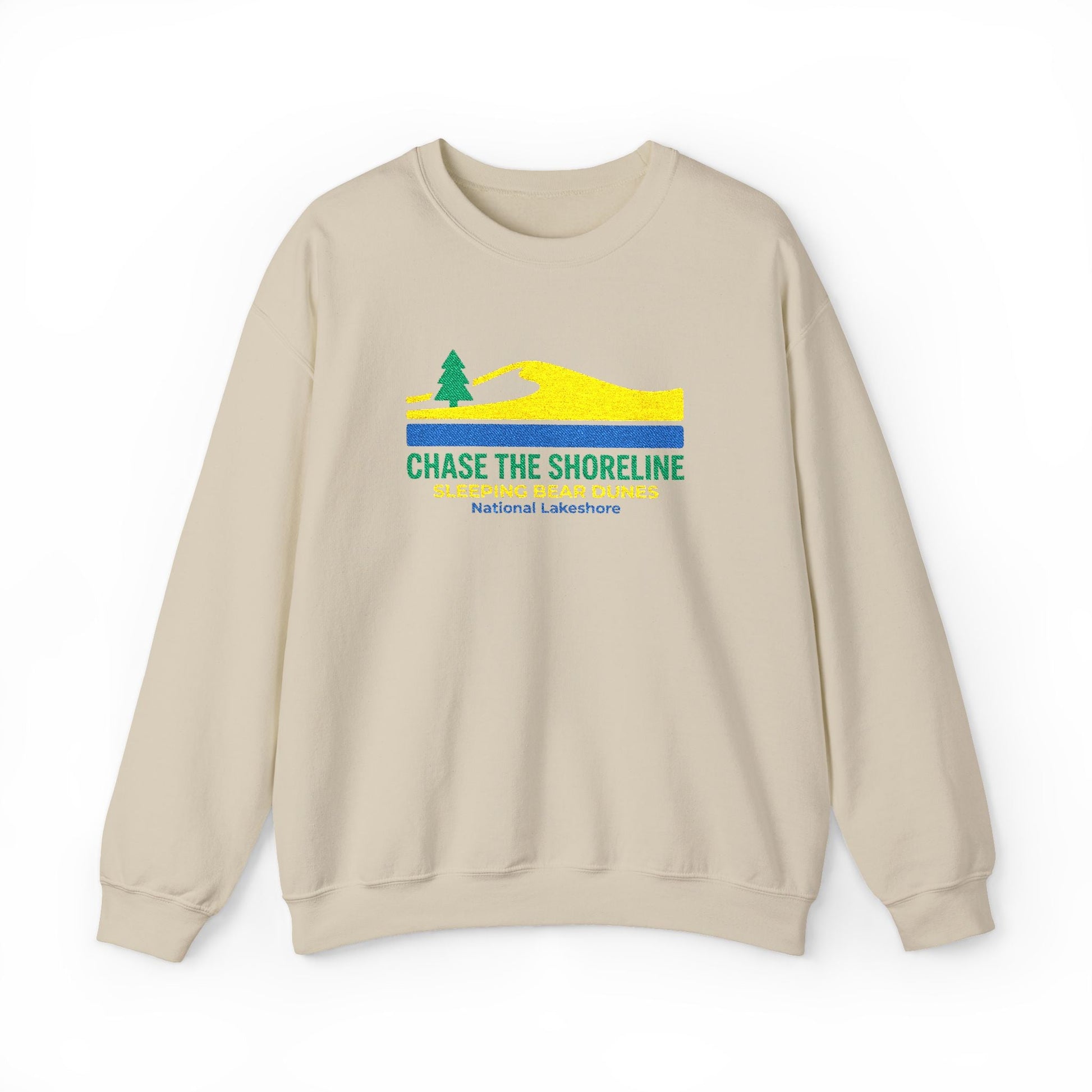 Embroidered Sleeping Bear Dunes - Chase the Shoreline Sweatshirt - S - Sloth & Duck